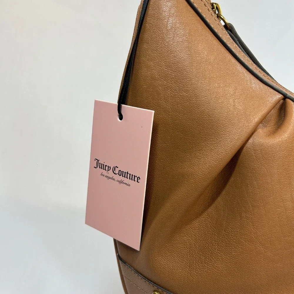 NWT Juicy Couture In Her Juicy Era Hobo Bag Cinnamon Brown Heart Shoulder Bag